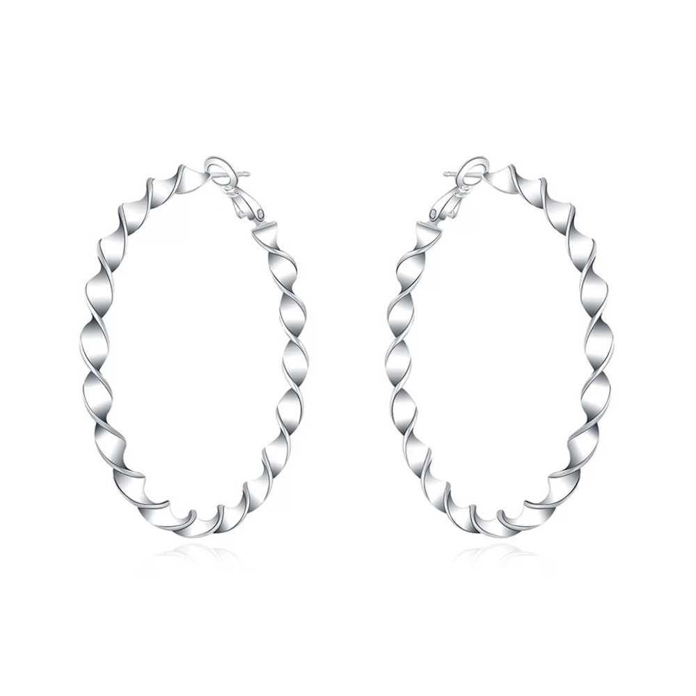 NewStyle 925 Sterling Silver Earrings Twisted Line - Picture 2 of 6
